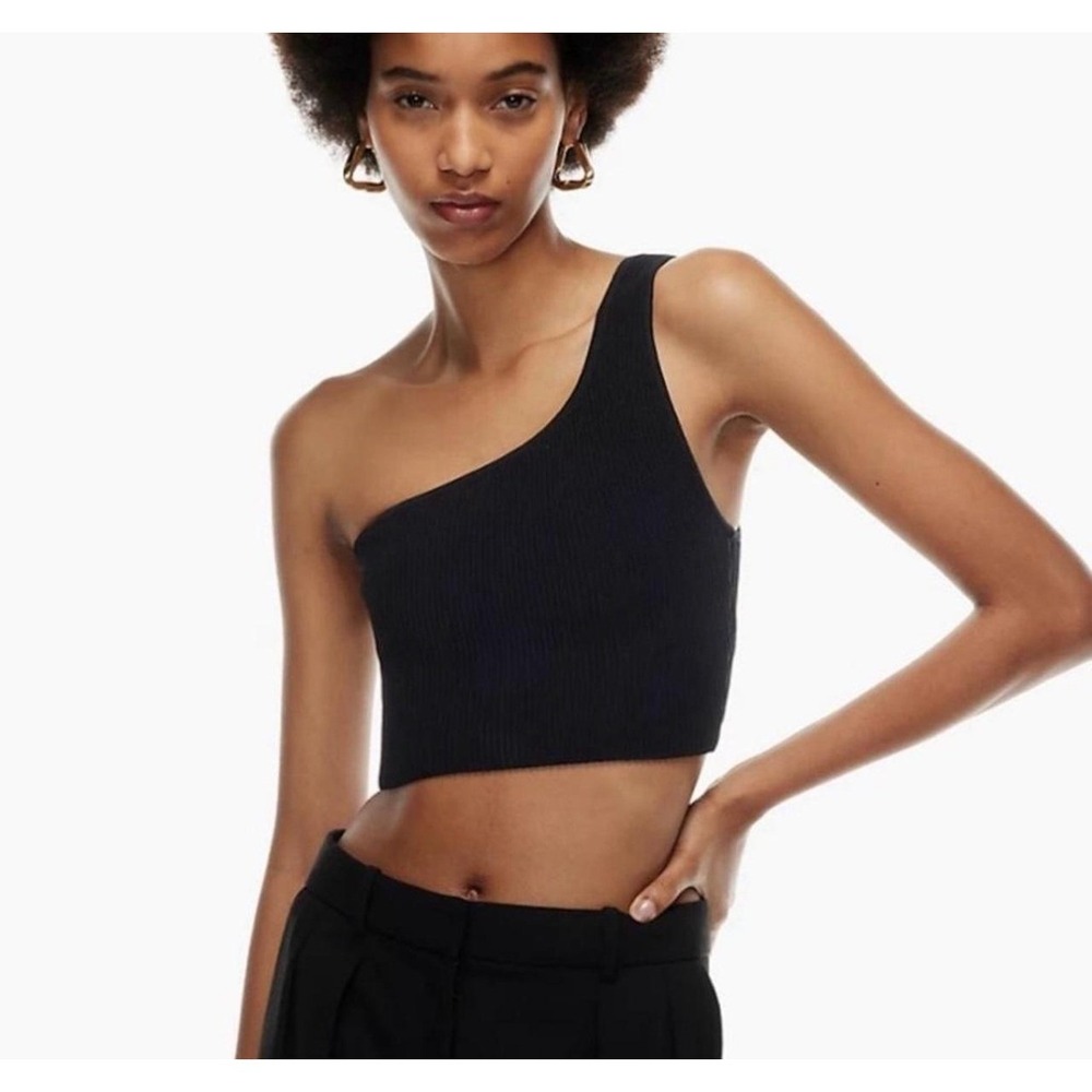 Babaton‎ Sculpt Knit One Shoulder Cropped Tank Ribbed Minimalist Clean Girl